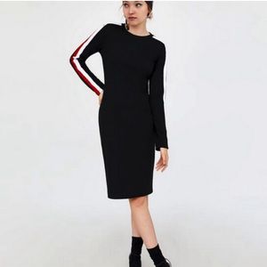#44 NWT Zara Shift Dress Black Red White sz Medium